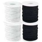 1mm Stretchy Bracelet String, QBJAYTY Strong Elastic String for Bracelets, Stretchy String for Beads Beading, Friendship Bracelet String Elastic Black White-4 Rolls - size: 1mm, style: black*2 white*2