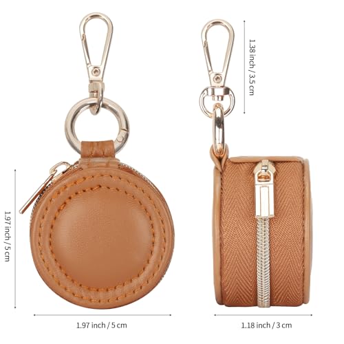 KUKUVR Jewelry Ring Holder Box with Keychain, Portable Gym Jewelry Storage Box Case, Small Travel Ring Earring Stud Necklace Storage Case (Brown) - color: Brown