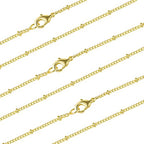 Wholesale 12PCS Gold Plated Solid Brass Satellite Beaded Curb Thin Chain Necklace Bulk for Jewelry Making (26 Inch(1.5mm)) - color: Gold, size: 26 inch-1.5mm
