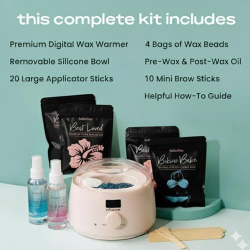 KoluaWax Premium Waxing Kit for Women - Beginner Friendly - Complete Wax Kit that includes 14oz of Wax Beads, Applicator, Pre and Post Care, Suitable for Sensitive Skin (Blush) - Mothers Day Gifts - color: Blush