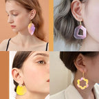 104Pcs Geometric Resin Earring Molds Kit, Flower Shaped Earrings Silicone Mold for Epoxy Resin Dangle Drop Jewelry Molds Making Kit with 100 Earring Hook for Earrings Necklace Pendants (Irregular) - color: Irregular