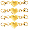 925 Silver Heart-Shaped Magnetic Necklace Clasps and Closures, Magnetic Clasp Converter for Jewelry Making Supplies,Chain Extender Connector for Necklace Bracelet (4pcs Gold) - color: 4pcs gold