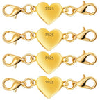925 Silver Heart-Shaped Magnetic Necklace Clasps and Closures, Magnetic Clasp Converter for Jewelry Making Supplies,Chain Extender Connector for Necklace Bracelet (4pcs Gold) - color: 4pcs gold