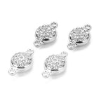Brass Made Round Magnetic Clasps Stronger Magnetic Closure for Necklace Bracelet and Chain Keep Your Jewelry Secure 5 Sets/lot - size: 12mmX20mm & Rhodium & Cubic Zirconia