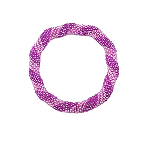 Wigspedia Crochet Glass Seed Bead Nepal Boho Bracelet - Pink - color: Pink Style # 1