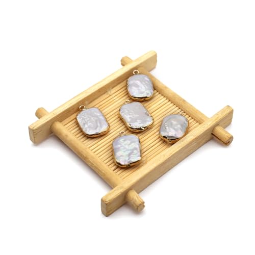 10PCS Natural Pearl Pendants Irregular Multiple Shapes Cultured Freshwater Baroque Pearl Charms for Jewelry Making Gift - color: 24x15mm