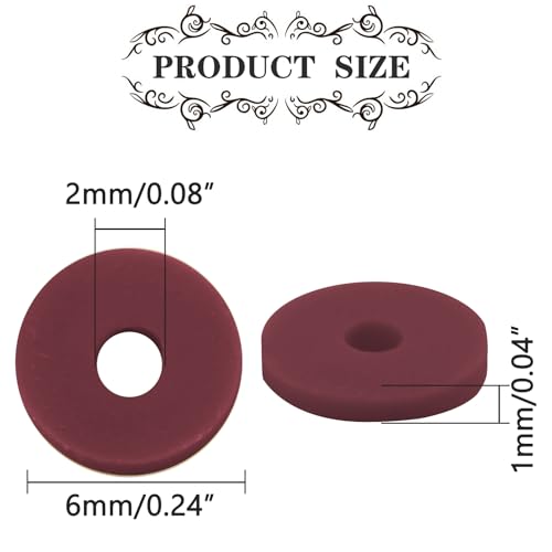 Maroon Polymer Clay Beads, 6mm Burgundy Heishi Bead for Jewelry Bracelets Necklace Making 1000PCS - color: Maroon