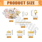 Tanstic 430Pcs Gold Ribbon Ends Fastener Clasps Kit, Bookmark Pinch Crimp Ends with Open Jump Rings, Lobster Claw Clasps, Chain Extenders and Pendant Charms for DIY Crafts - color: Gold Ribbon Ends