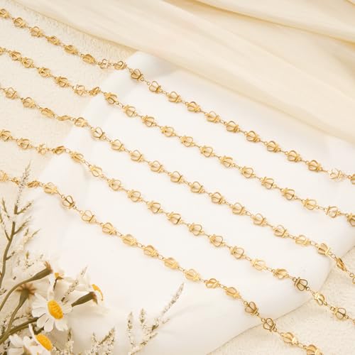 YOUBEIYEE 4 Meters Jewelry Making Chains Bulk Gold Plated Stainless Steel Crown Chain for Women Necklace Bracelet DIY - color: Crown Gold