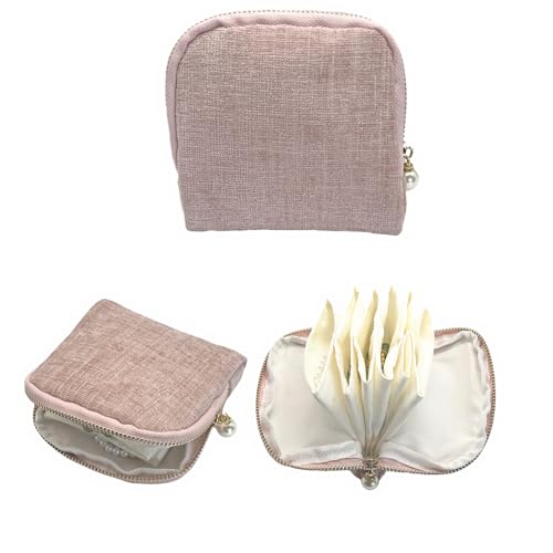Small Travel Jewelry Case - Jewelry Travel Organizer Bag with Zipper for Bracelets, Necklaces, Bangles, Jewelry Organizer Storage Bag Gift for Women Girls - LJB002-Pink - color: Pink-Pearl