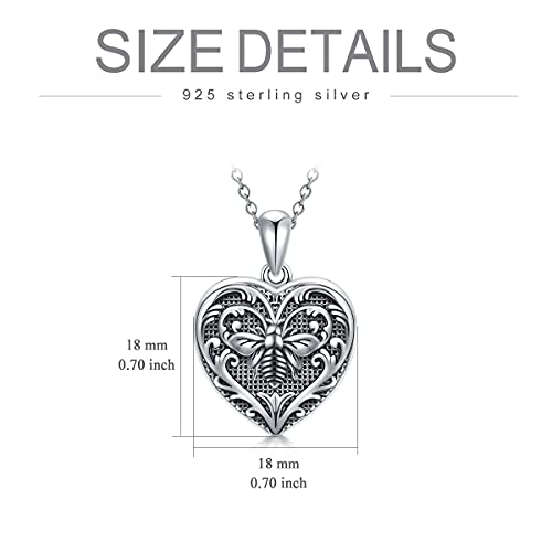 SOULMEET Personalized Silver Locket Necklace That Holds Pictures Photo Keep Someone Near to You, Memorial Custom Lockets Necklaces Letters Engraving for His Her - color: E-Bee-Black, style: Locket Necklace Only