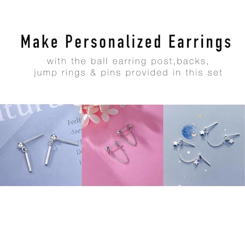 250Pcs No Tarnish Ball Stud for Earring Making, stino Hypoallergenic Stainless Steel Earring Posts, Jewelry Findings Supplies, Silver & Gold Plated (Silver) - color: Silver