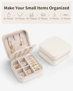 VLANDO Mothers Day Mom Gifts - Travel Jewelry Case, Small Travel Jewelry Organizer Box for Girls Women - White - color: White