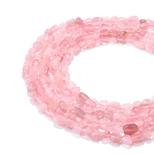 BEADIA Irregular Natural Rose Quartz Crystal Stone Loose Semi Gemstone Beads for Jewelry Making 5-8mm 38cm - color: Rose Quartz Crystal, size: 5-8mm 38cm