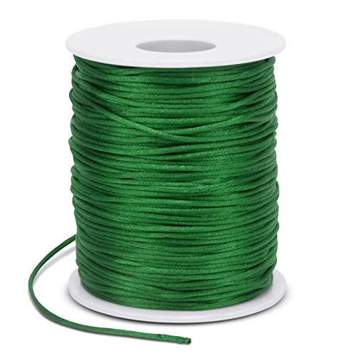 1.5mm Nylon Cord 328 Feet Satin Cord Nylon String for Bracelets, Bracelet Thread Bead String for Jewelry Making, Necklace, Chinese Knotting, Beading, DIY Crafts (Grass Green) - color: Grass Green, size: 1.5mm x 328 Feet