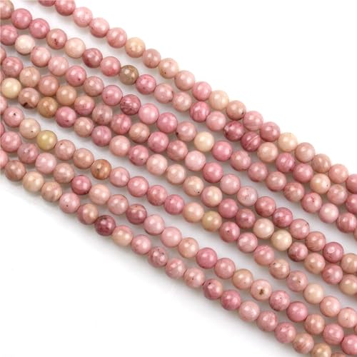 MJDCB 225pcs Natural Small Stone Beads 3mm Rhodonite Round Smooth Loose Gemstone Bead for Jewelry Making Bracelets Earrings Necklaces Accessories - color: Rhodonite