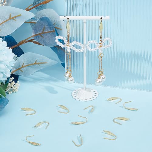 UNICRAFTALE 50pcs Real 18K Gold Plated Earring Hooks Stainless Steel Earring Hooks with Loop Metal Ear Wires Wide French Earrings Hooks for DIY Drop Jewelry Making Supplies 20.5x4.5mm - size: 20.5mm Long