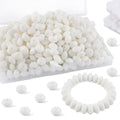 Sunrony 200Pcs Silicone Lentil Beads for Keychain Making, Bulk 12mm Silicone Abacus Spacer Beads for Necklace Bracelet Making Pens(White) - color: D-White