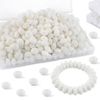 Sunrony 200Pcs Silicone Lentil Beads for Keychain Making, Bulk 12mm Silicone Abacus Spacer Beads for Necklace Bracelet Making Pens(White) - color: D-White