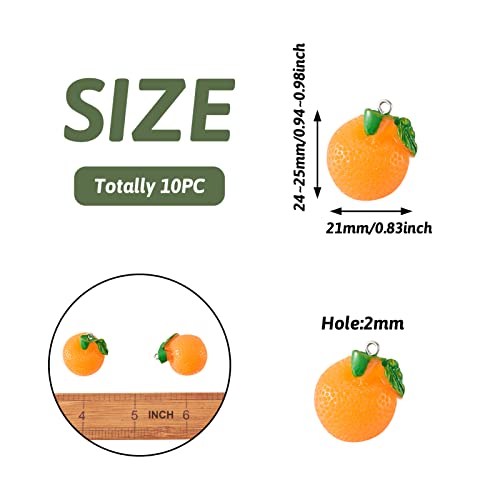 Craftdady Fruit Dangle Charms Pendants Cute Resin Food Pendants Apple Orange Pineapple Strawberry Pendants Lovely Vegetable Mushroom Charms for DIY Craft Earring Bracelet Necklace Jewelry Making - color: Orange
