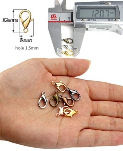 MSCFTFB 300 Pieces Mini Lobster Clasps Metal Lobster Claw Clips Fastener Hooks for Bracelet Necklace Choker Jewelry Making Findings DIY Keychain Bag Phone Dangle Charms (6x12mm,Silver) - color: Silver