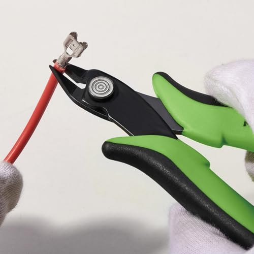KATA 2PC Micro Flush Cutters, 5-Inch Precision Wire Cutter, Anti-Slip Side Cutting Pliers for Electronics, Zip Ties, Copper Wire - color: 2pc Green Black