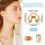 Beebeecraft 200Pcs/Box Crimp Beads Covers 18K Gold Plated Brass Half Round Open Crimp Beads Knot Covers Caps 4mm for DIY Jewelry Makings - color: Gold, size: 4mm