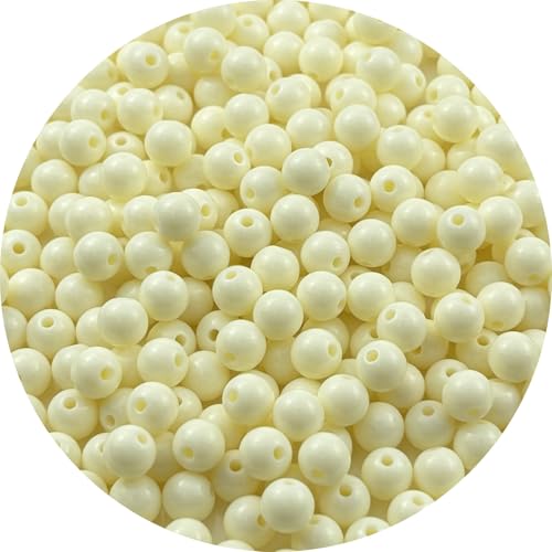 300pcs Acrylic Round Beads for Crafts 8mm Resin Candy Color Spacer Beads with Hole for Jewelry Making Sewing Crafts Decoration Necklaces Bracelets Earrings Supplies(Cream) - color: Cream, size: 8mm