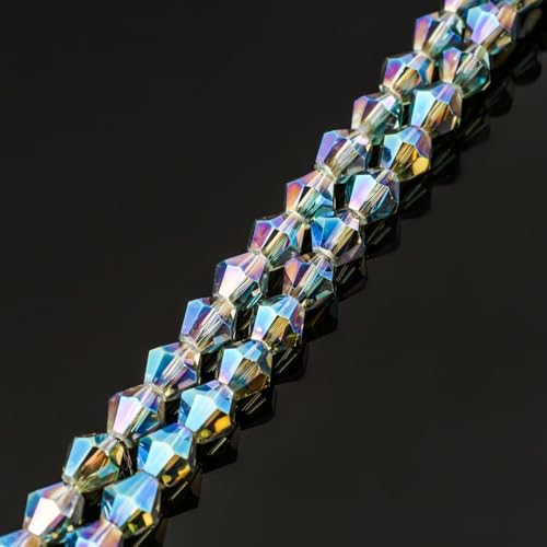 250pcs Czech 6mm (0.24 Inch) Faceted Bicone Crystal Glass Loose Beads Spacer Bulk Green Peridot Shimmer for DIY Craft Jewelry Making CCB636 - color: Peridot Shimmer, size: 6mm - 250pcs