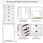 Giantex Jewelry Cabinet Armoire Box Storage Chest Necklace Stand Organizer - color: White