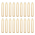 BENECREAT 50pcs Rectangle Hollow Brass Pendants, Golden Bezel Link Charm Frame Charms for DIY Craft Jewelry Making, 33x5x1mm, Hole: 1.6mm - color: Hollow Rectangle