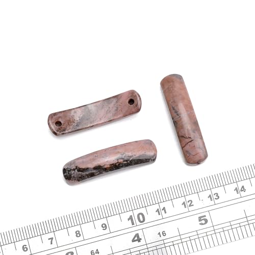 BEADIA Natural Curved Rhodochrosite Stone Beads 36x10mm 4pcs for DIY Bracelet Jewelry Making - color: Rhodochrosite