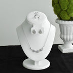 MOOCA 3 Pcs Set White Leatherette Combination Display Jewelry Stand Bust for Necklaces, Earrings, Rings, Jewelry Display For Vendors - color: White PU Faux Leather, 3 pieces