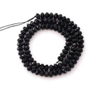 Faceted 4x6mm Natural Black Agate Stone Rondelle Spacer Gemstone Beads Loose Semi Gemstone Beads for Jewelry Making - color: Black Agate