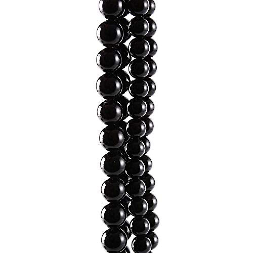 RayLineDo® 35Pcs 10mm Natural Black Onyx Stone Round Beads Loose Beads Wholesale for Jewelry Making - color: Black Onyx, size: 10mm