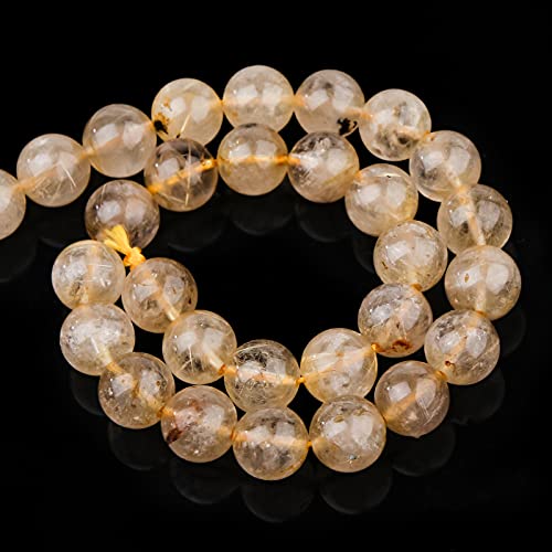 Natural Crystal Beads Golden Rutilated Quartz 8mm Polished Round Smooth Gemstone Beads for Jewelry Making Adults 15 Inch(Golden Rutilated Quartz,8mm) - color: Golden Rutilated Quartz, size: 8mm