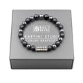 Kartini Studio Matte Black Onyx and Hematite Bracelet, Men's Sterling Silver Beads Bracelet, Quality Bead Jewelry for Man