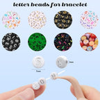 Song Xi 1200pcs Silver & White Round Acrylic Letter Beads - 4x7mm, Perfect for Jewelry Making, Crafts, Christmas DIY Gifts - color: 1200pcs white silver letter