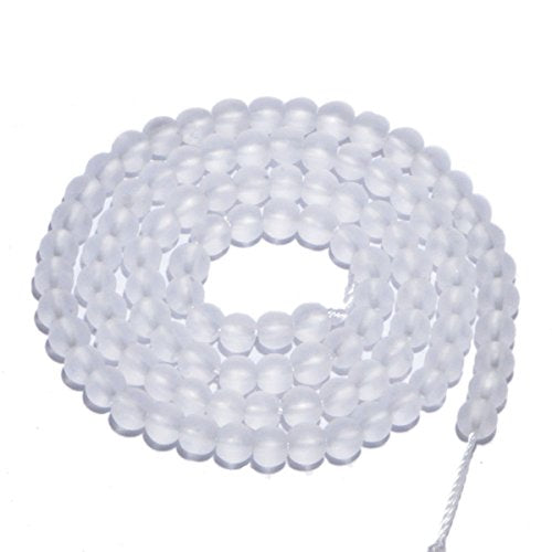AD Beads Beautiful Natural Matte Gemstone Round Spacer Loose Beads 4-12mm (4mm, 03 Matte Clear Crystal) - color: 03 Matte Clear Crystal, size: 4mm