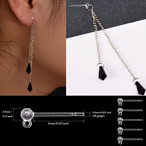 30pcs Safety Non-Allergenic Plastic Earring Posts Ear Wire Anti Allergy Posts Earring Findings DIY Jewelry Making for Sensitive Ears (Post with Lift Ring) - color: Post with Lift Ring 30pcs