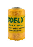 Goelx Silk Thread by Shade No for Jewelry, Tassel Making, Embroidery, Crafts, Shiny Soft Thread Spools - Yellow - 60 - color: Yellow - 60