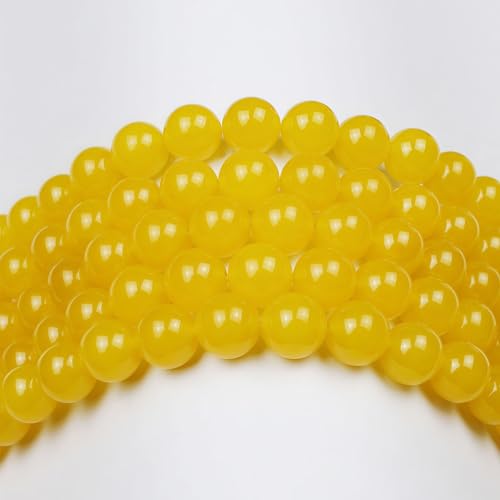 MJDCB Natural Yellow Jade Round Loose Beads for Jewelry Making DIY Bracelet Necklace (12mm) - color: Yellow Jade, size: 12mm