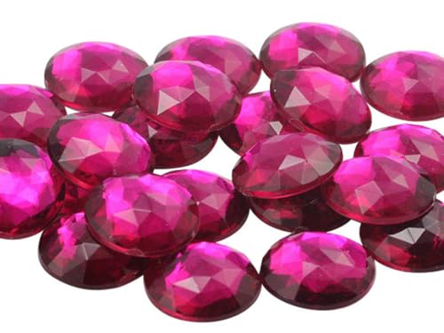 Allstarco 25mm Flat Back Round Acrylic Rhinestones Plastic Circle Gems for Costume Making Cosplay Jewels Pro Grade Embelishments - 20 Pieces (Pink Fuchsia H108) - color: Pink Fuchsia H108