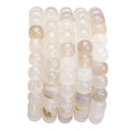 BEADIA Natural White Agate Flat Cut Round Drum Stone 8mmx7mm Loose Semi Gemstone Beads for Jewelry Making 38cm - color: White Agate