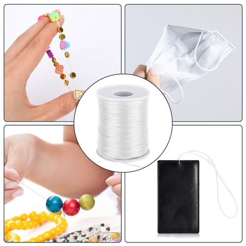 Nylon Cord White Bracelet String 1.5 mm 110 Yard White Nylon Satin Cord Wind Chime String Thread Macrame Waxed Braided Trim Cord Valentine's Day present for Jewelry Making,Beading,Macrame Craft,Blinds - size: white