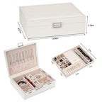 Jewelry Organizer Box for Girls Women - Double Layer Large Travel Jewelry Case with Gift Box/White - color: White