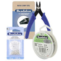 Beadalon 7 Strand Bundle 2, Jewelry Making Tool Kit, 7 Strand Stainless Steel Bead Stringing Wire (0.012" Dia., 30' L), Silver Plated Crimp Beads Size #0, Micro Crimp Tool