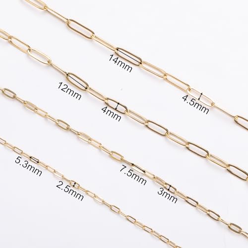 SMYHTGLIF 5 Meters Gold Stainless Steel Chain for Jewelry Making Paperclip Cable Craft Jewelry Making Chains Necklace Bracelet Jewelry Chain Findings - color: Gold, size: 3×7.5mm