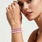 3Pcs Natural Healing Crystal Bracelets for Women Men, 4mm 6mm 8mm Beaded Stretch Bracelet Set, Black Tourmaline Natural Stone Gemstone Jewelry Gifts for Meditation, Reiki & Yoga - color: Rose Quartz