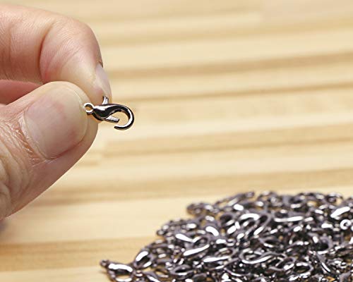 Shapenty Small Metal Alloy Lobster Claw Clasps Clip DIY Necklace Jewelry Finding Making Accessories Fastener Hook, 12mmx6mm, 100PCS (Gun-Black) - color: Gun-Black